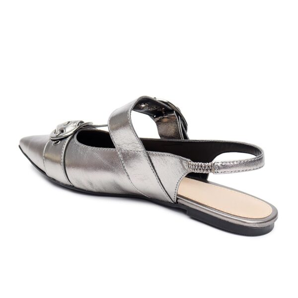 Sapatilha Bico Fino Metal Prata Velho - Imagem 3
