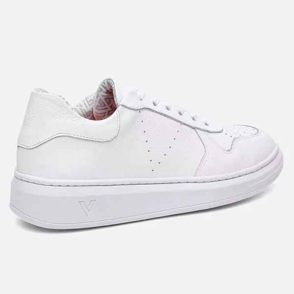 Tênis Sneakers em Couro Legítimo Branco - Imagem 4