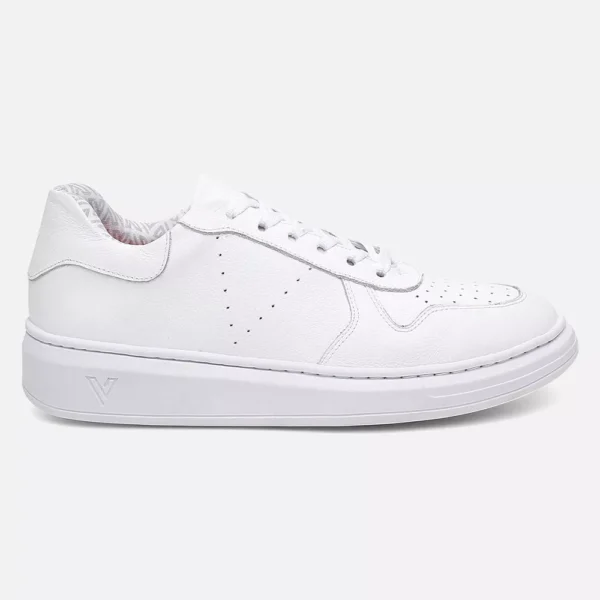 Tênis Sneakers em Couro Legítimo Branco - Imagem 6