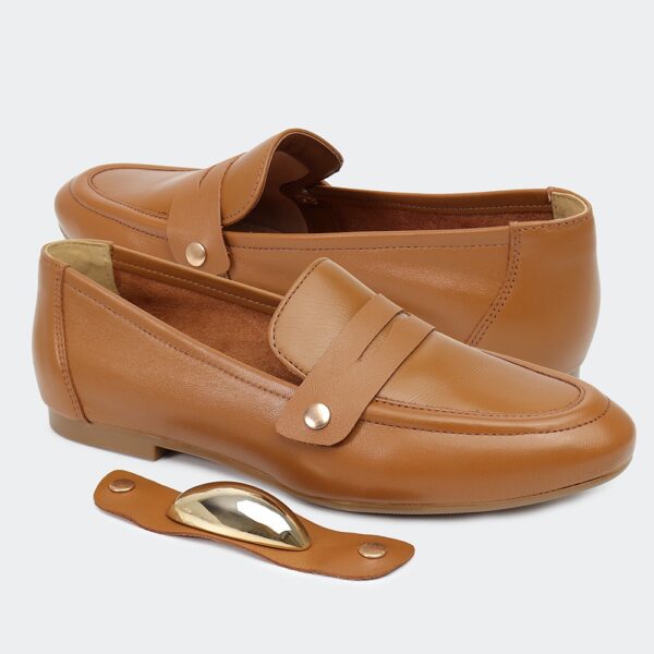 Loafer Caramelo em Couro com Fivelas Removíveis - Imagem 5