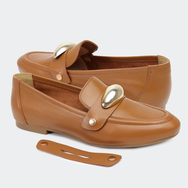 Loafer Caramelo em Couro com Fivelas Removíveis - Imagem 3