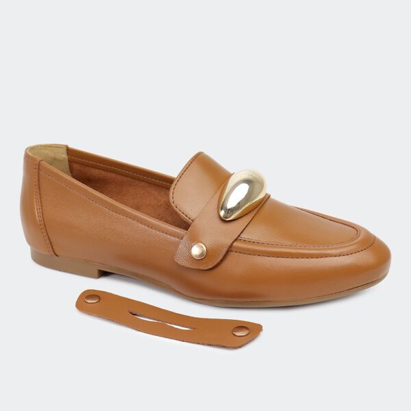 Loafer Caramelo em Couro com Fivelas Removíveis