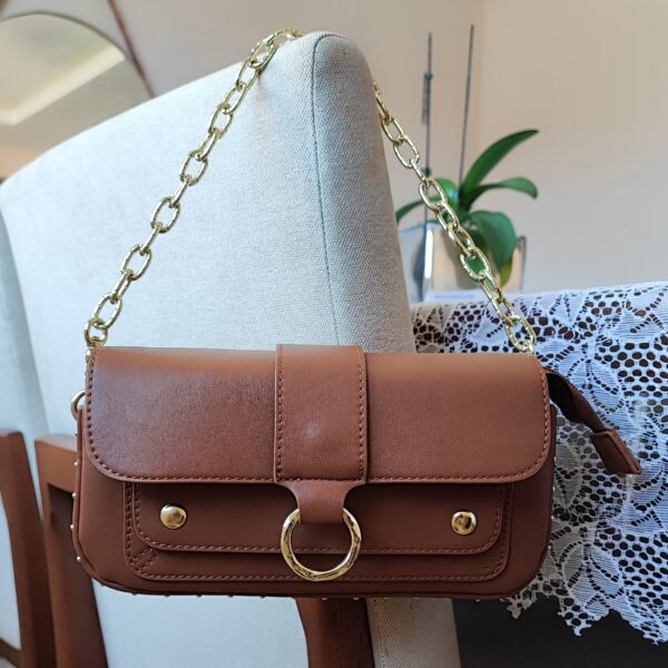Bolsa Elegance Caramelo com Alça Corrente Dourada - Imagem 2
