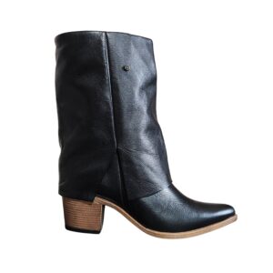 Bota Feminina Nashiville Couro Comfort Preto Lustro