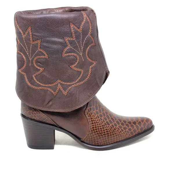 Bota Feminina New Western Couro Café Café - Imagem 3