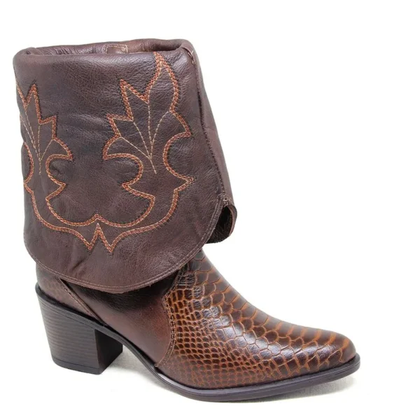 Bota Feminina New Western Couro Café Café - Imagem 4