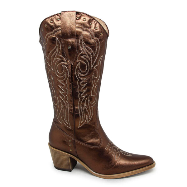 Bota Feminina Nashville Couro Metal Bronze Terracota - Imagem 3
