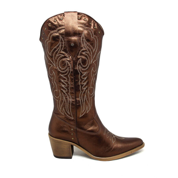 Bota Feminina Nashville Couro Metal Bronze Terracota - Imagem 2