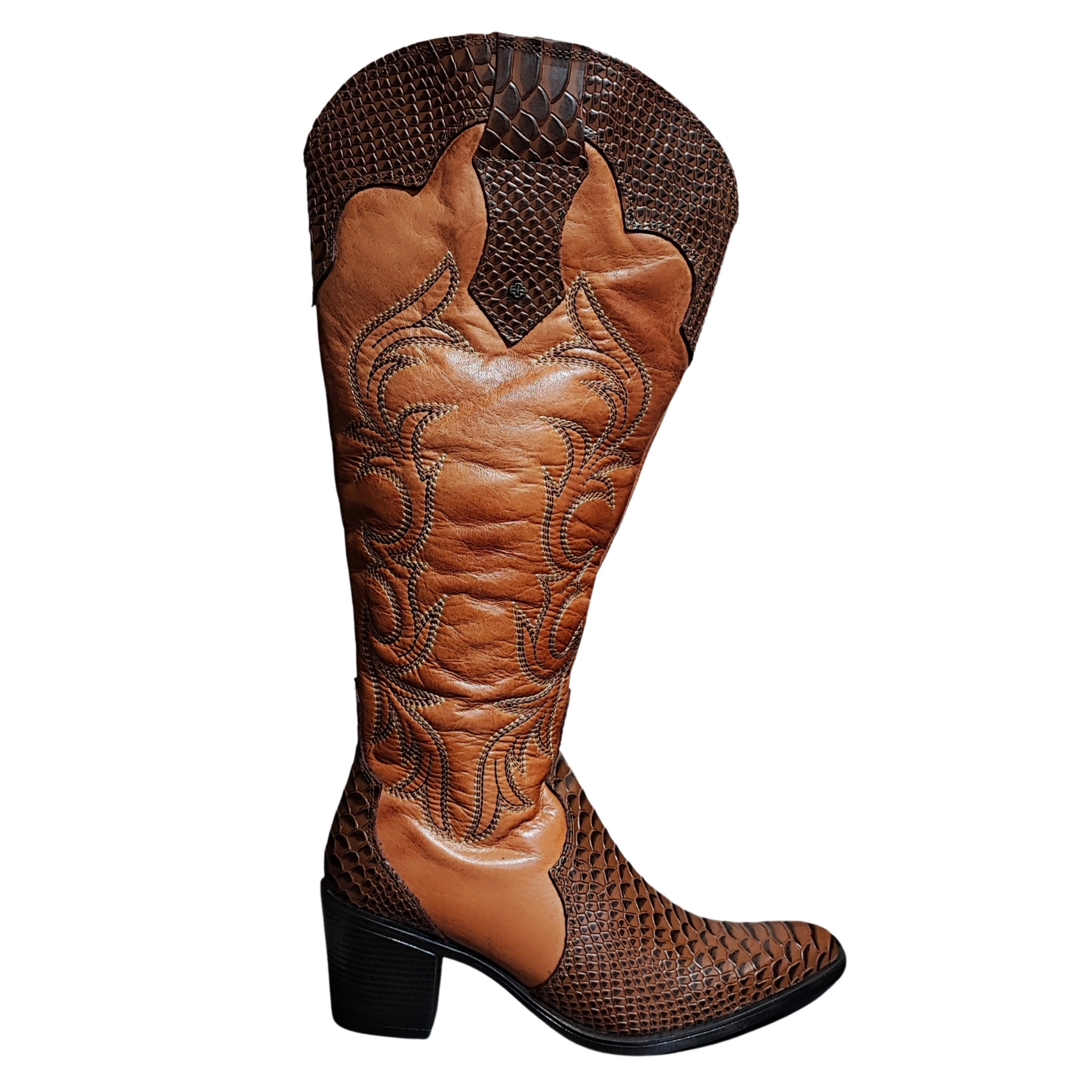 Bota Feminina New Western Couro Café Havana