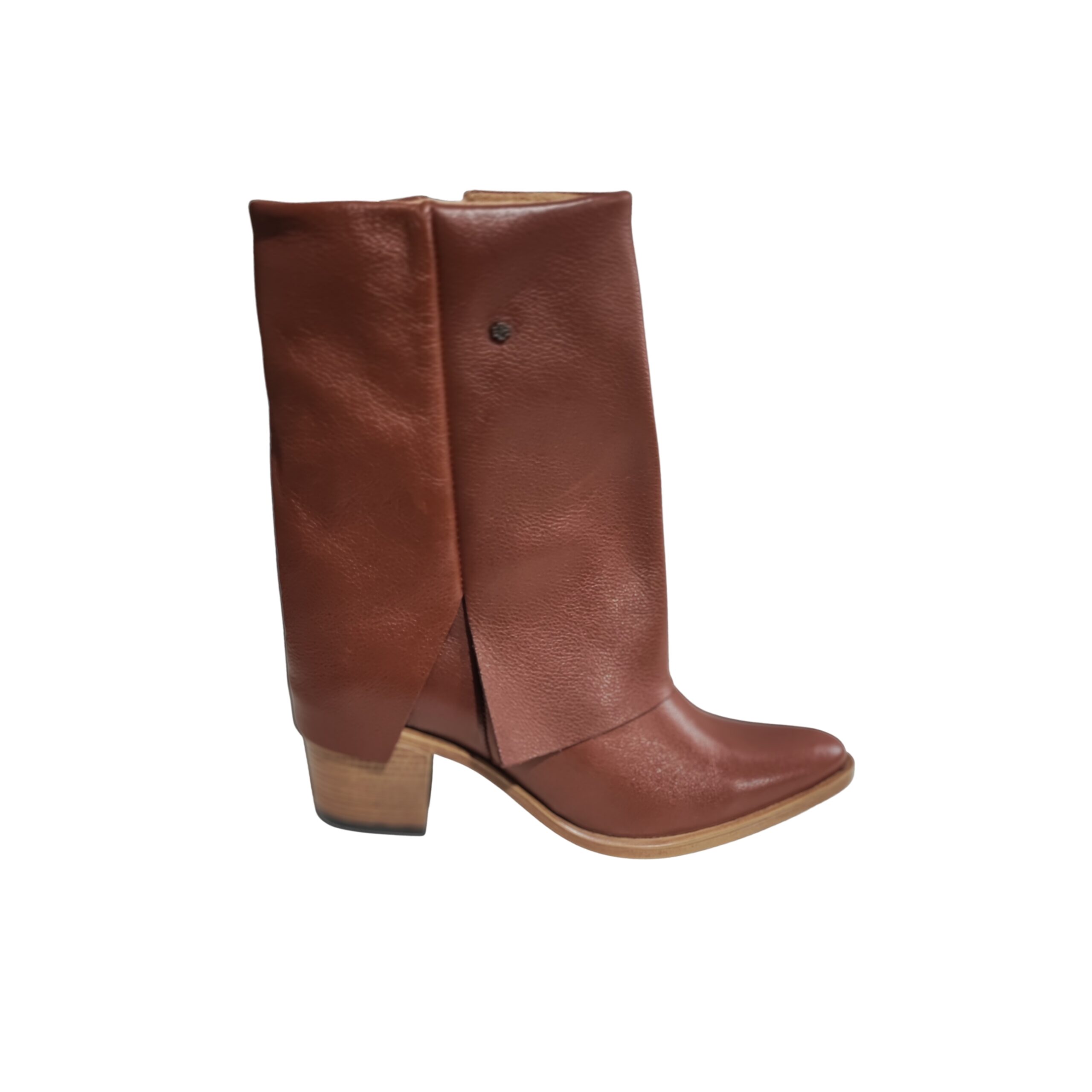 Bota Feminina Nashiville Couro Comfort Mogno Burned