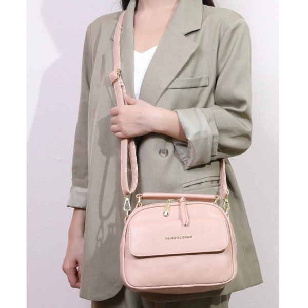 Bolsa Feminina Rosé com Alça de Mão + Alça Transversal Removível - Média - Imagem 5