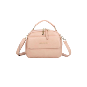 Bolsa Feminina Rosé com Alça de Mão + Alça Transversal Removível - Média