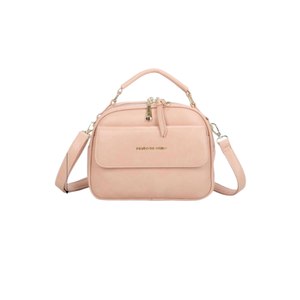 Bolsa Feminina Rosé com Alça de Mão + Alça Transversal Removível - Média