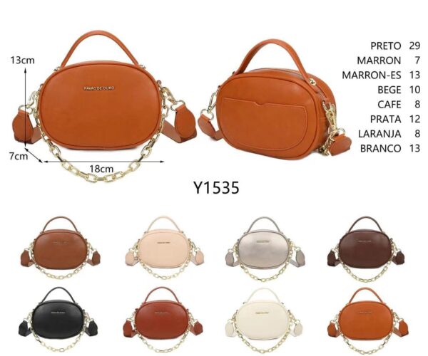Bolsa Oval Mini com Corrente e Alça Transversal Removível - Laranja - Imagem 2