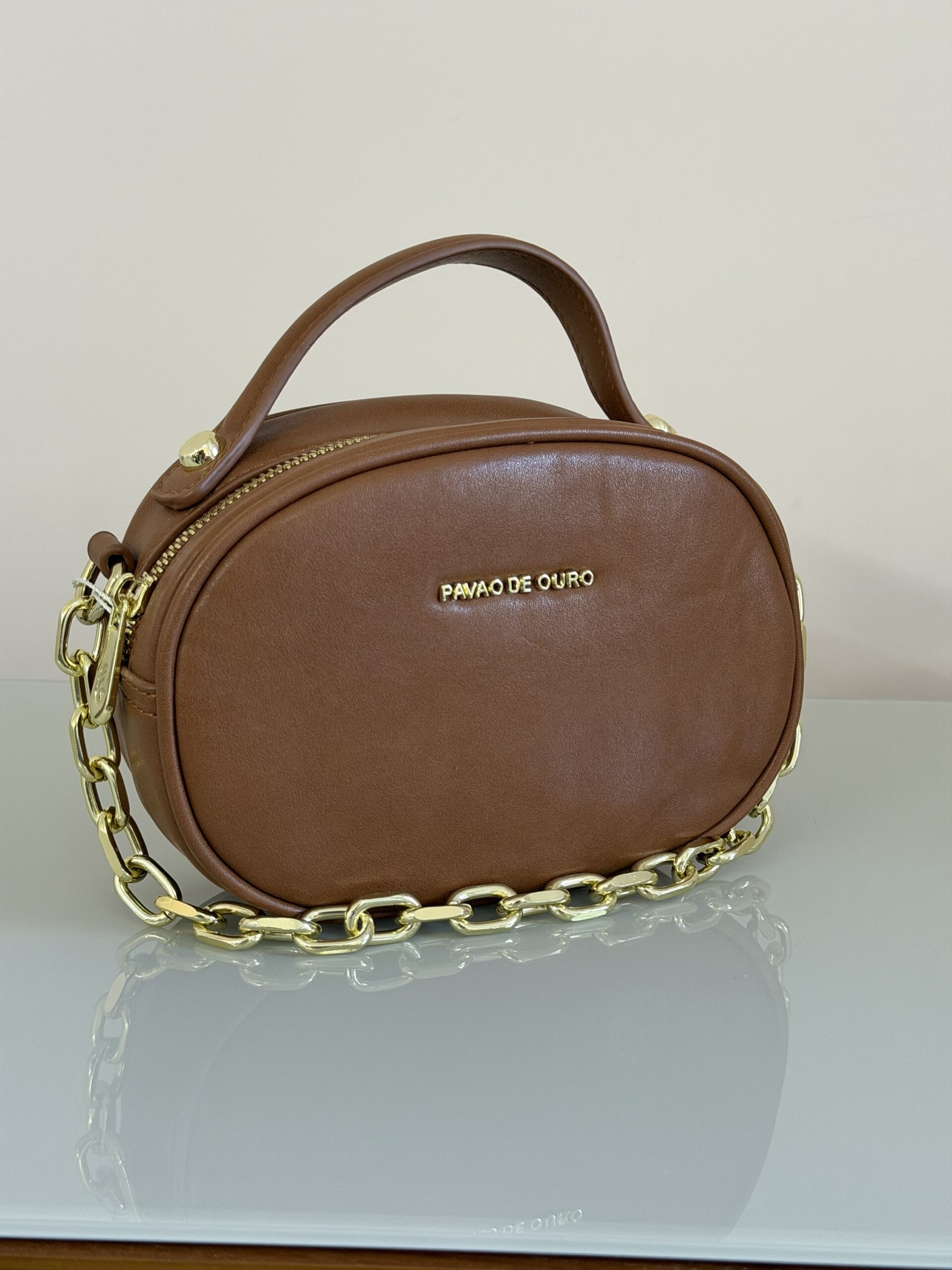 Bolsa Oval Mini com Corrente e Alça Transversal Removível - Marrom - Imagem 6