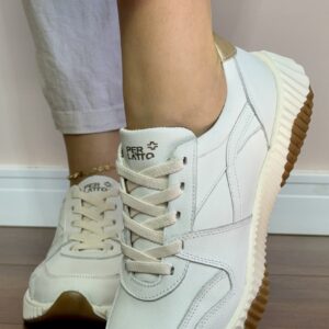 Tênis Feminino em Couro Legítimo Gelo