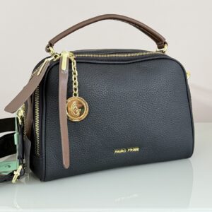 Bolsa Feminina Média Preto com Detalhes em Marrom – Pavão de Ouro