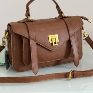 Bolsa Feminina Marrom Estruturada com Fecho Metálico – Pavão Prime