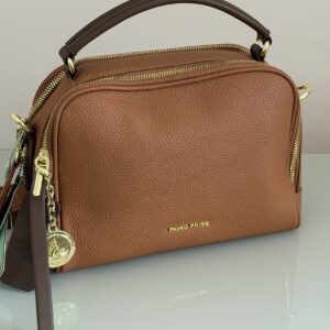 Bolsa Feminina Média Marrom com Detalhes Dourados – Pavão de Ouro