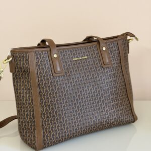 Bolsa Grande Marrom com Monograma PV – Pavão de Ouro