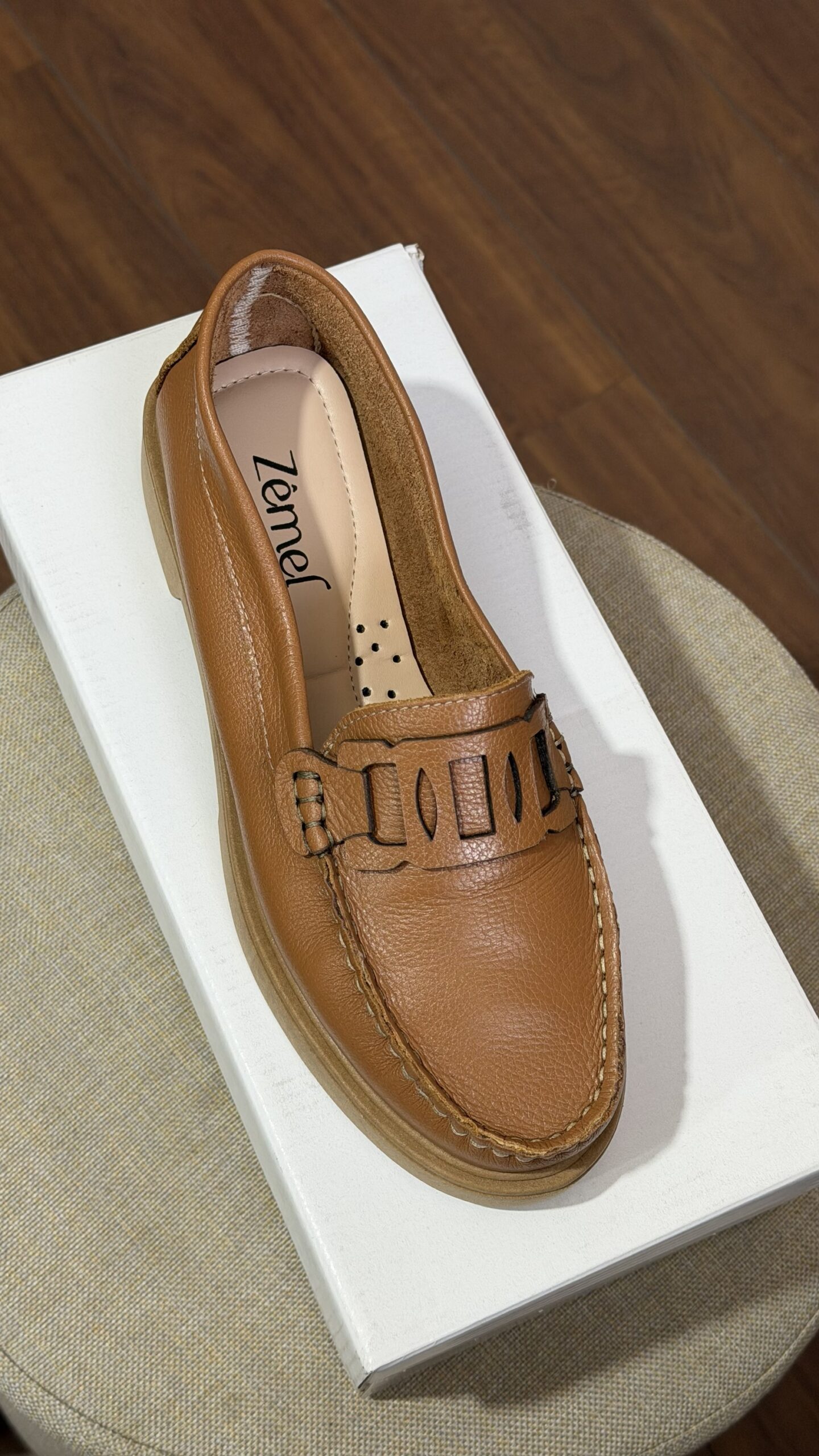 Mocassim Cappuccino em Couro Legítimo Zêmel
