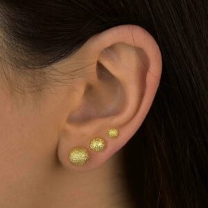 Trio de Brinco Bolinha Texturizada - Banhado a Ouro 18k